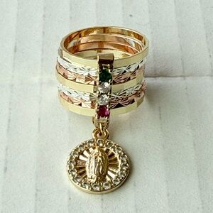 NewWeekly ring with image of Virgin‎ of Guadalupe for women (Laminated Gold) #7